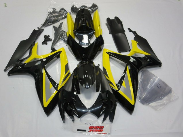 Negro & Amarillo 2006-2007 Suzuki GSXR 600-750 Carenados Moto