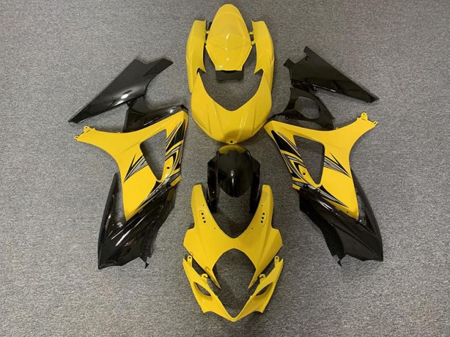 Negro & Amarillo 2007-2008 Suzuki GSXR 1000 Carenados Moto