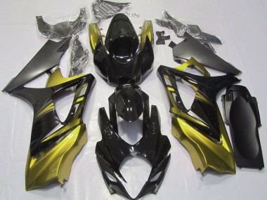 Negro Brillante & Amarillo 2007-2008 Suzuki GSXR 1000 Carenados Moto