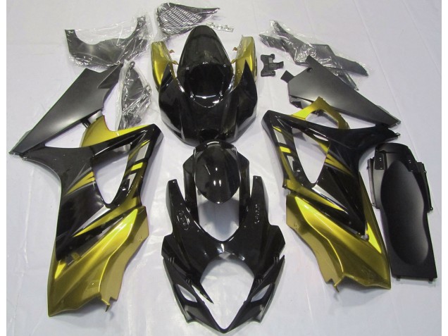 Negro Brillante & Amarillo 2007-2008 Suzuki GSXR 1000 Carenados Moto