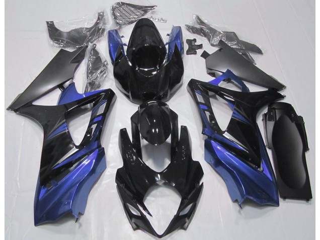 Negro Brillante & Azul 2007-2008 Suzuki GSXR 1000 Carenados Moto