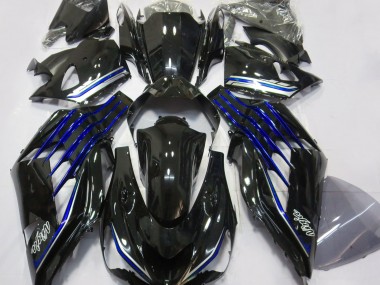 Negro Brillante & Azul 2012-2021 Kawasaki ZX14R Carenados Moto