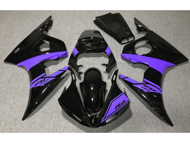 Negro Brillante & Morado 2003-2004 Yamaha R6 Carenados Moto