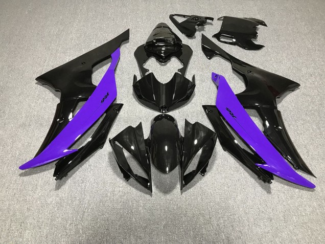 Negro Brillante & Morado 2008-2016 Yamaha R6 Carenados Moto