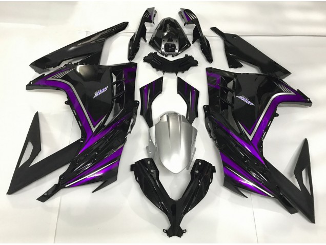 Negro Brillante & Morado 2013-2018 Kawasaki Ninja 300 Carenados Moto