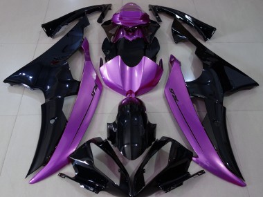 Negro Brillante & Morado Rosa 2008-2016 Yamaha R6 Carenados Moto