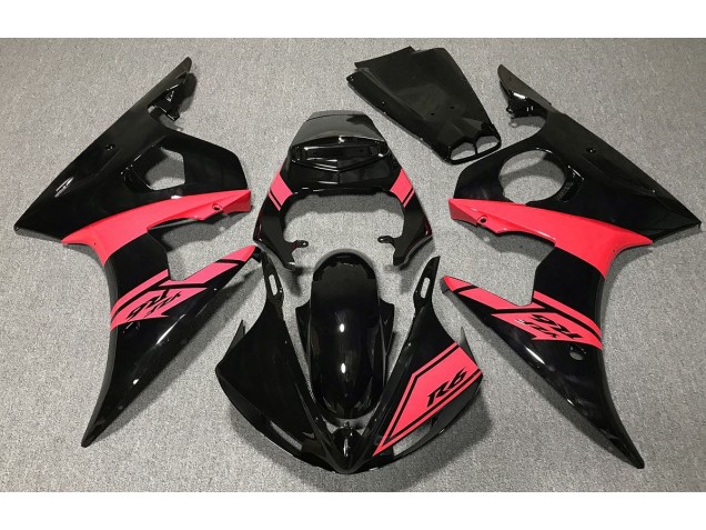 Negro Brillante & Rojo 2003-2004 Yamaha R6 Carenados Moto