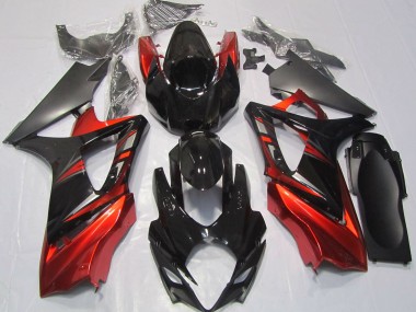 Negro Brillante & Rojo 2007-2008 Suzuki GSXR 1000 Carenados Moto