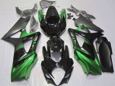 Negro Brillante & Verde 2007-2008 Suzuki GSXR 1000 Carenados Moto