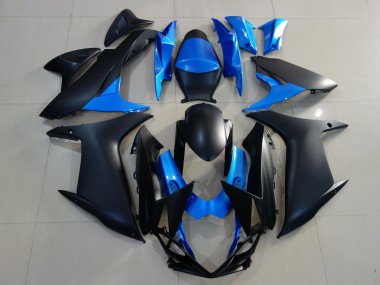 Negro Mate & Azul Brillante 2011-2024 Suzuki GSXR 600-750 Carenados Moto