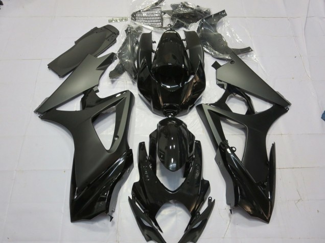 Negro Mate Negro Brillante 2007-2008 Suzuki GSXR 1000 Carenados Moto