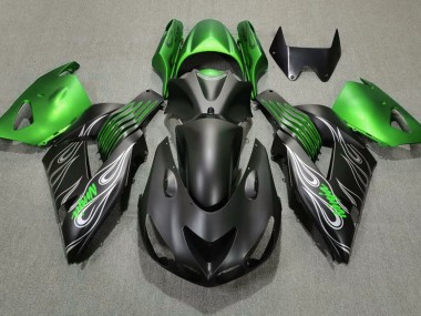 Negro Mate & Verde 2006-2011 Kawasaki ZX14R Carenados Moto