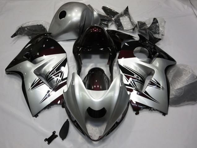 Plata & Rojo Oscuro 1997-2007 Suzuki GSXR 1300 Carenados Moto