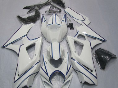 Raya Fina Azul Blanca Brillante 2007-2008 Suzuki GSXR 1000 Carenados Moto