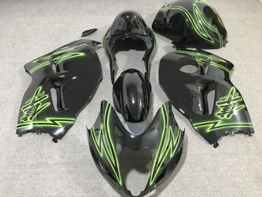 Rayo Negro & Verde 1997-2007 Suzuki GSXR 1300 Carenados Moto