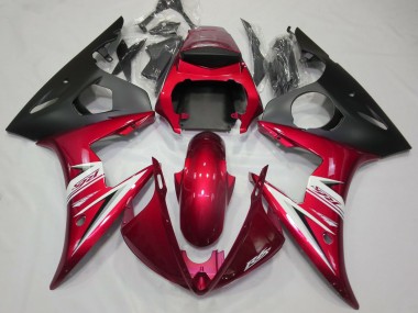 Rojo Brillante & Blanco 2003-2004 Yamaha R6 Carenados Moto