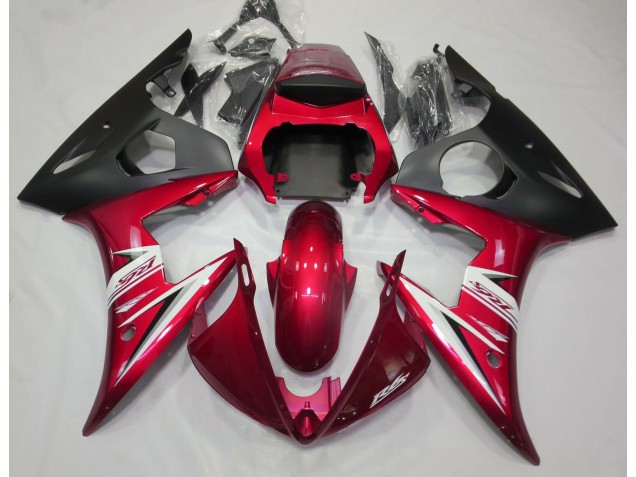 Rojo Brillante & Blanco 2003-2004 Yamaha R6 Carenados Moto