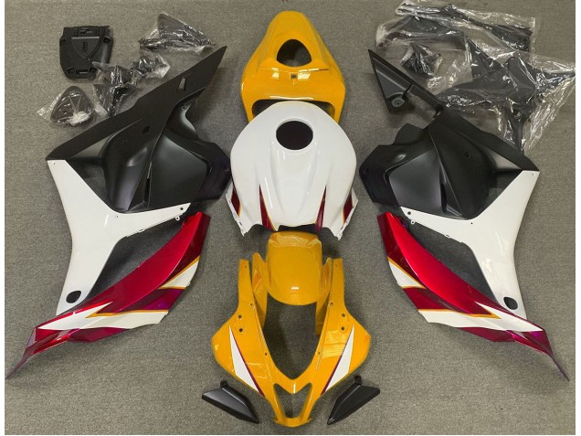 Rojo Brillo Blanco & Amarillo 2009-2012 Honda CBR600RR Carenados Moto