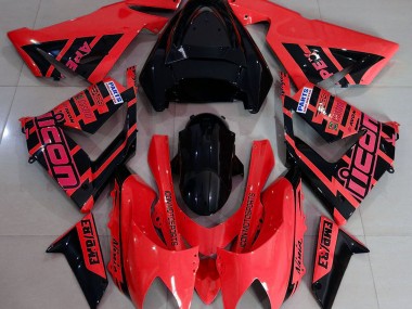 Rojo & Negro & Logotipos 2004-2005 Kawasaki ZX10R Carenados Moto