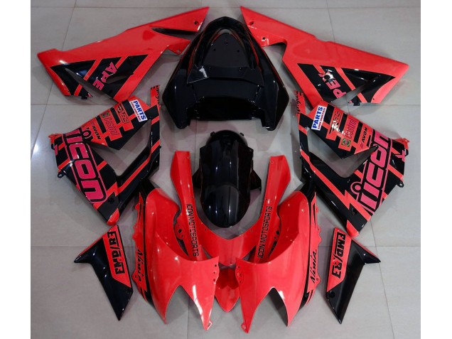 Rojo & Negro & Logotipos 2004-2005 Kawasaki ZX10R Carenados Moto