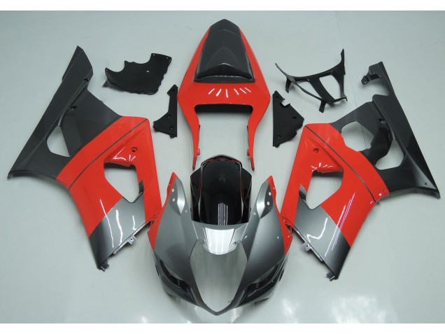 Rojo Plata & Negro 2003-2004 Suzuki GSXR 1000 Carenados Moto