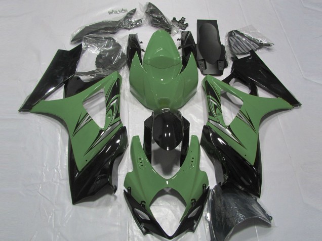 Verde Bosque & Negro 2007-2008 Suzuki GSXR 1000 Carenados Moto