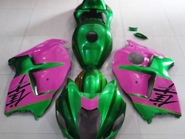 Verde Brillante & Rosa 1997-2007 Suzuki GSXR 1300 Carenados Moto