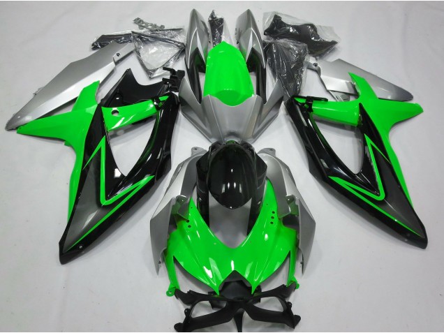 Verde & Plata 2008-2010 Suzuki GSXR 600-750 Carenados Moto