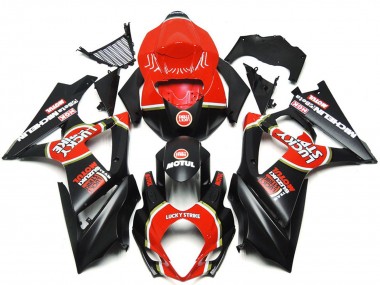 Vibrante Negro Mate Personalizado Lucky Strike 2007-2008 Suzuki GSXR 1000 Carenados Moto